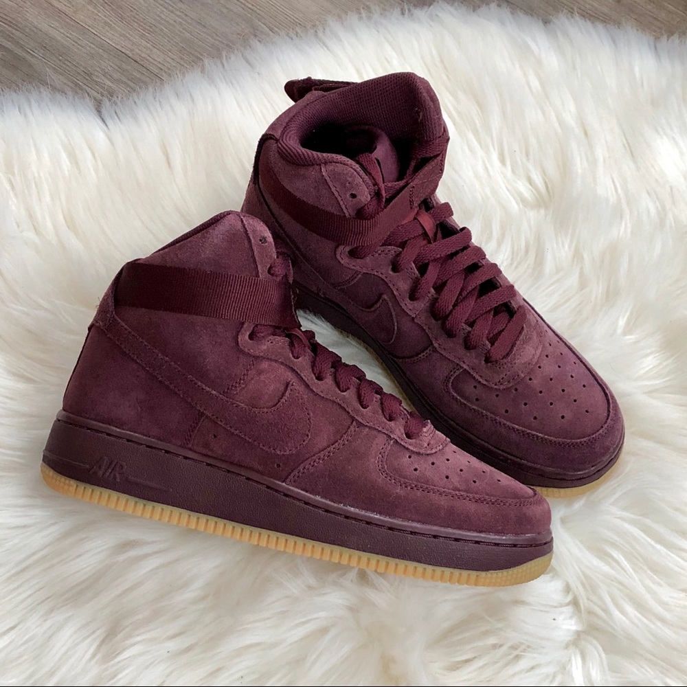 Brand New Nike Air Force 1 High Suede Burgundy - Picture 5 of 6